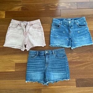 Cat & Jack Girls Set of Three Size XL Adjustable Stretch Denim Shorts